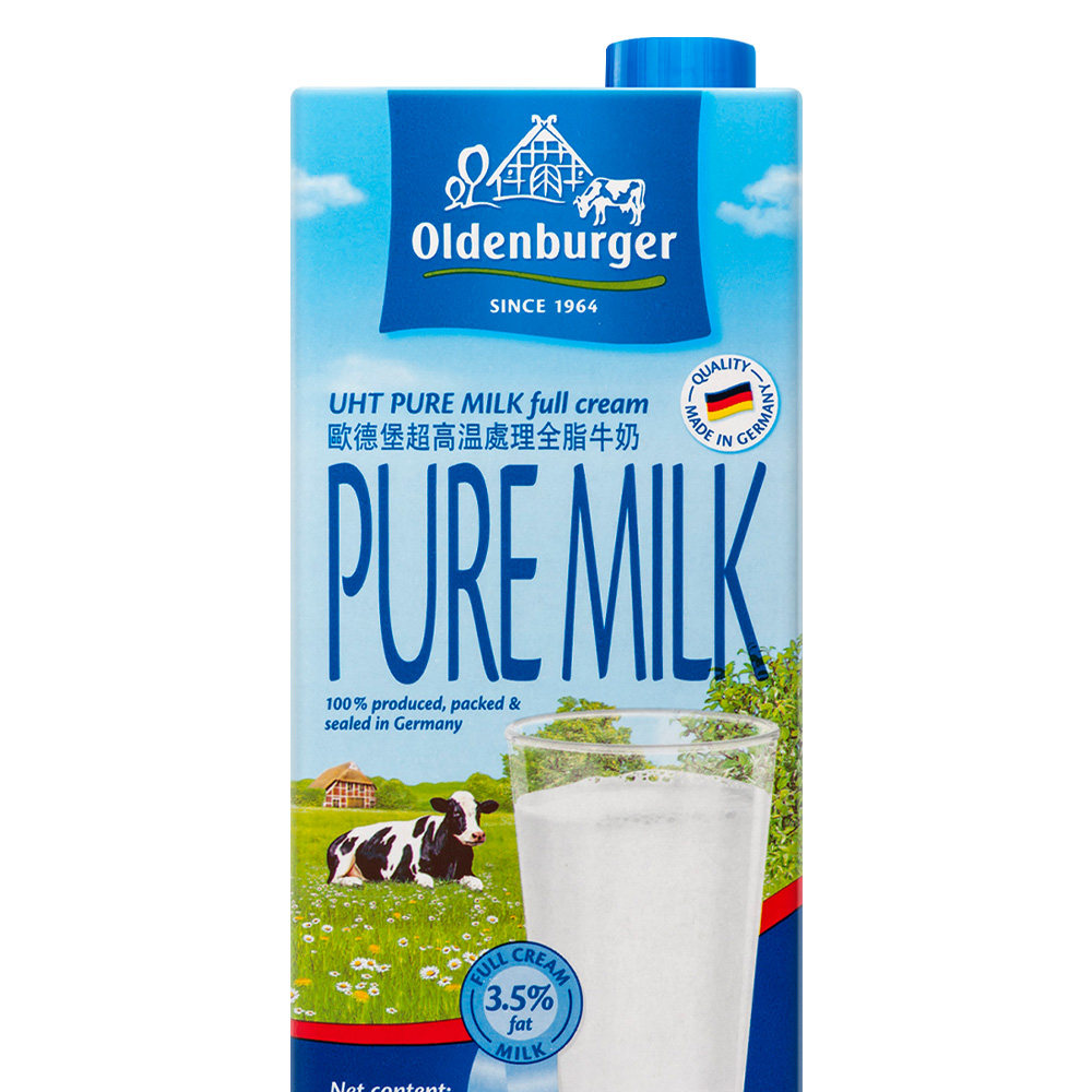 oldenburger欧德堡进口全脂纯牛奶1l*12盒/箱儿童学生营养早餐奶