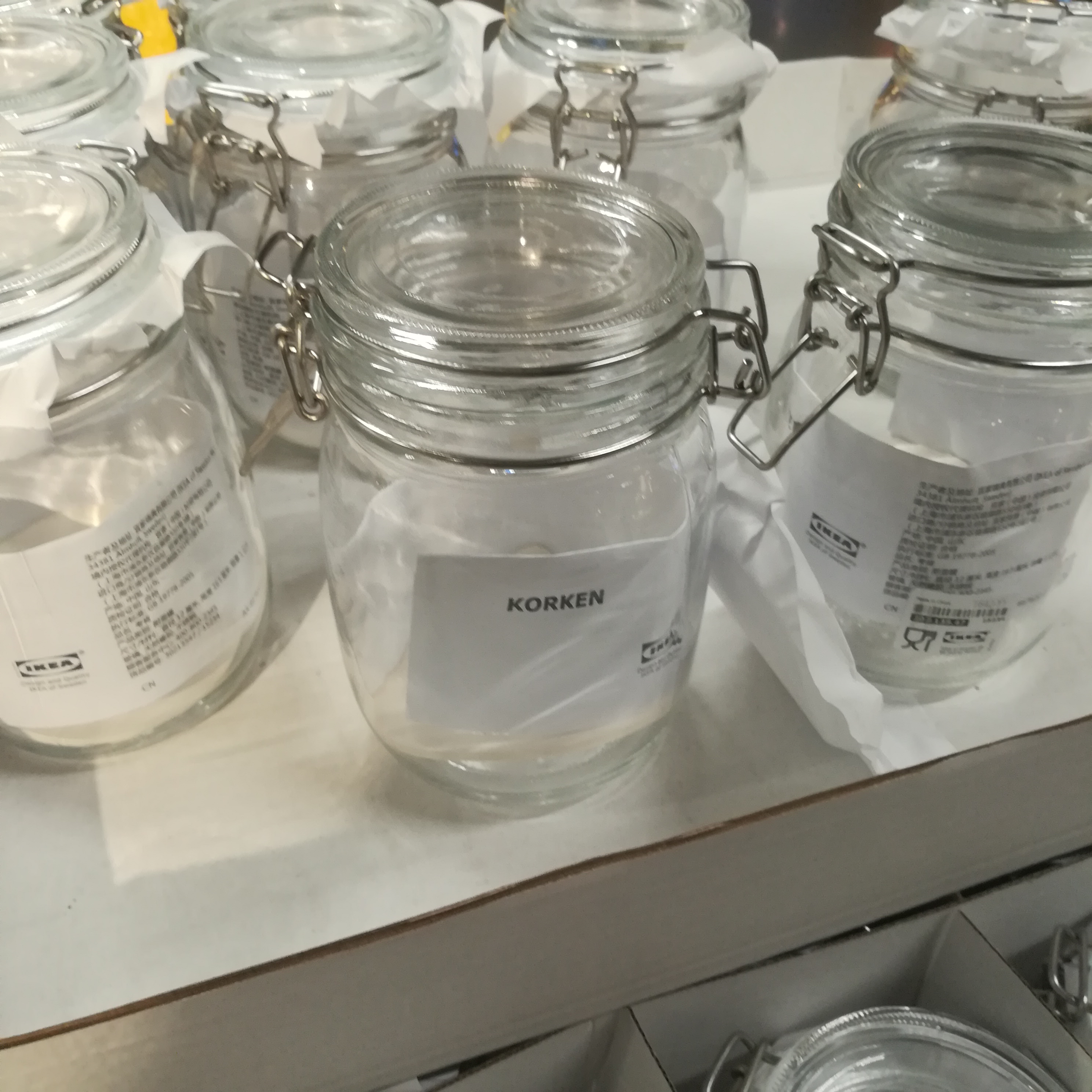 宜家考肯附盖罐透明玻璃1升2升食品储物密封罐蜂蜜瓶成都国内代购