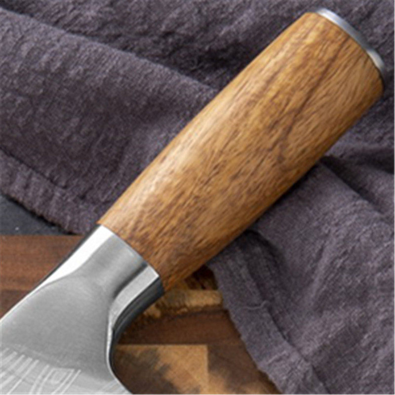黄木柄士革花纹斩切刀菜刀厨房酒店鸡鹅鸭砍切两用刀具