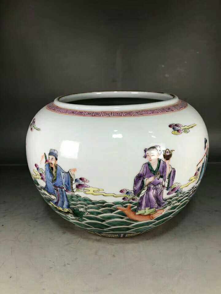 书房文玩瓷器咸丰款粉彩高21公分八仙人物故事圣诞礼品