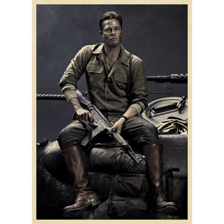 狂怒电影海报 布拉德皮特海报 牛皮纸海报 二战复古怀旧画装饰画