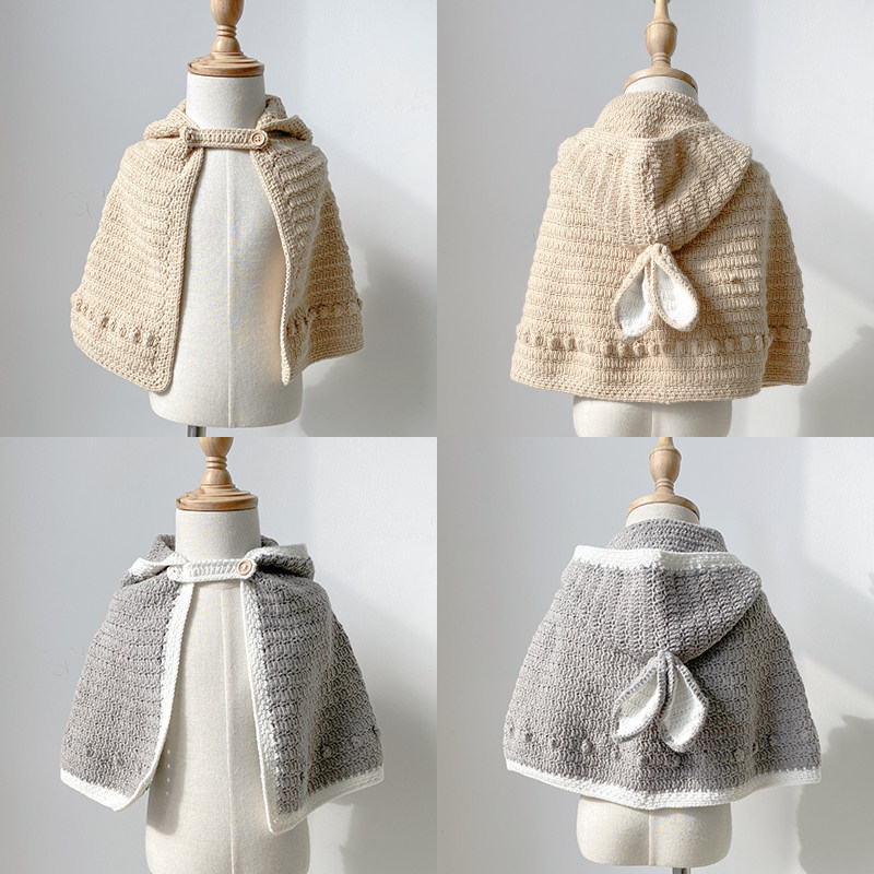 编织小兔子斗篷宝宝毛线牛奶手工diy材料毛线