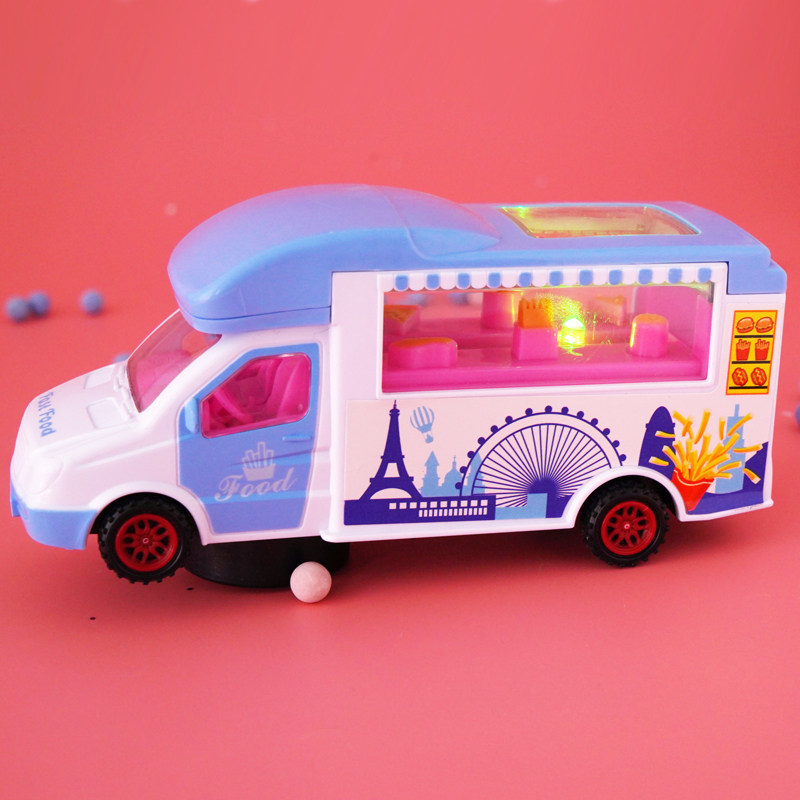 儿童电动冰淇淋车雪糕车万向轮儿歌玩具男女孩发光音乐仿真快餐车