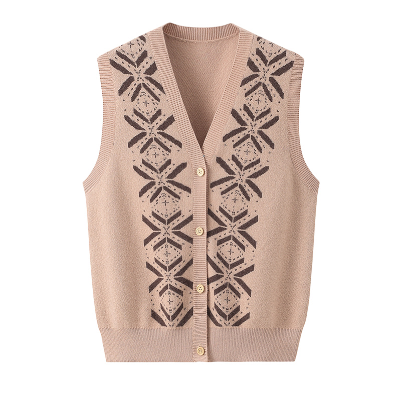 中老年羊绒绒女坎肩背心马甲加厚2022v领宽松开羊绒衫