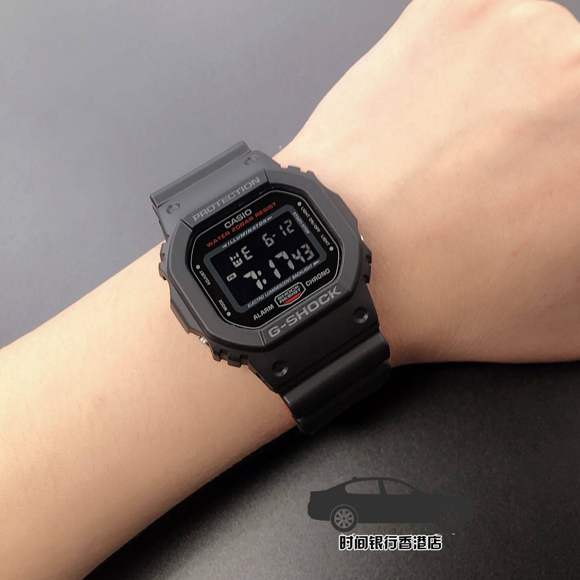 正品卡西欧g-shock手表经典方块防水运动男/女电子表dw-5600bb-1