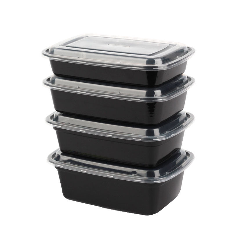 1000ml美式打包方形餐盒一次性外卖长方形商用黑色一次性餐盒