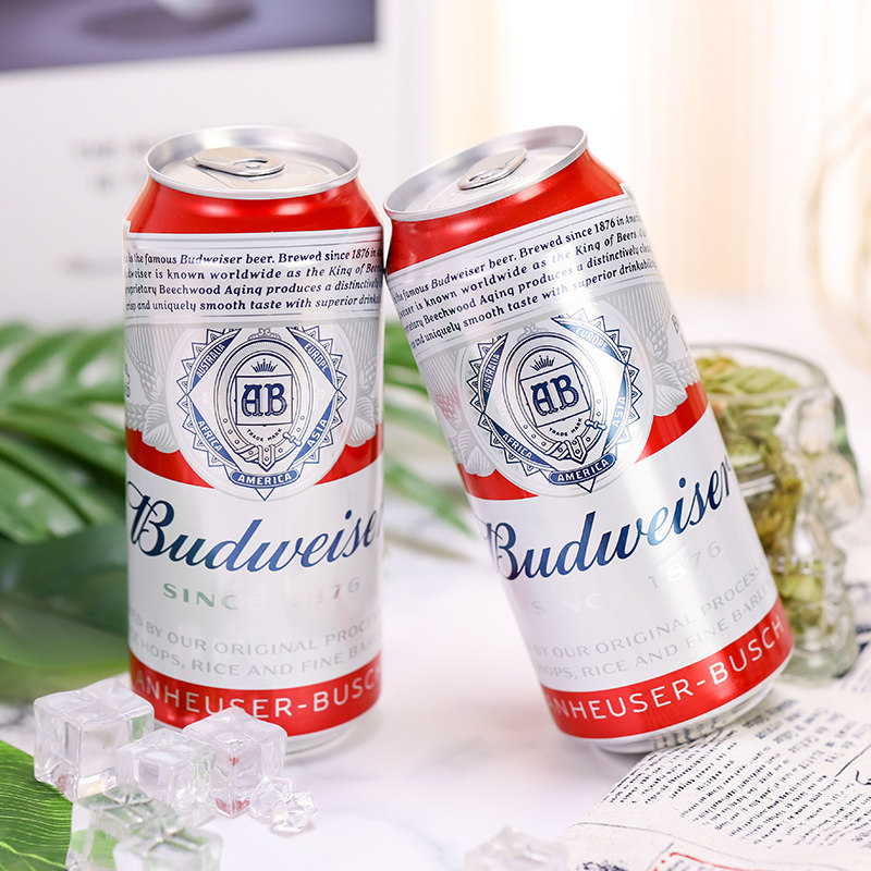 budweiser百威啤酒整箱经典醇正450ml罐装红罐啤酒