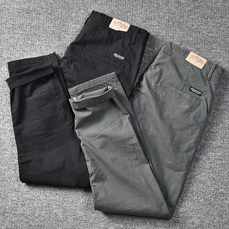 挺拔有型 自然水洗复古男式修身小直筒休闲裤 微弹透气不沾灰长裤