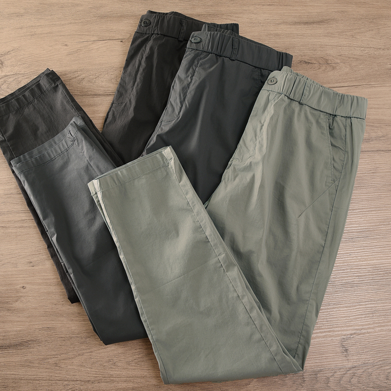 夏季轻薄休闲裤男日常通勤修身长裤速干透气简约纯色百搭小直筒裤