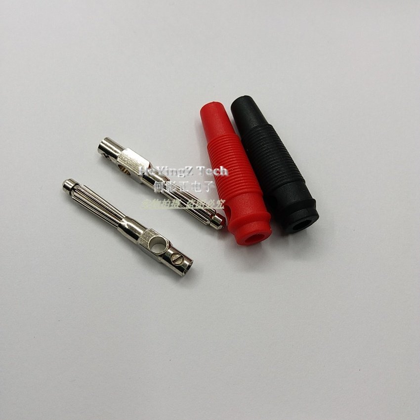 香蕉头 全铜芯免焊 4mm香蕉插头 32a大电流 接头 音箱线 黑色红色