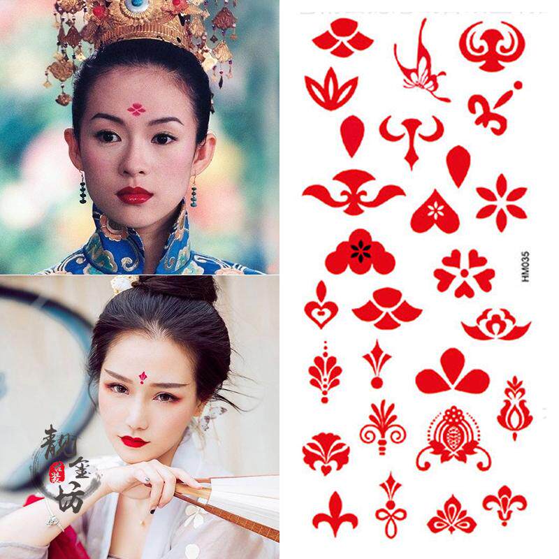 古装眉心cos武媚娘花千骨花钿影楼写真性感纹身其它假发