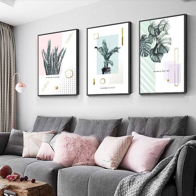 北欧风格客厅装饰画现代简约餐厅卧室床头挂画沙发背景墙三联壁画