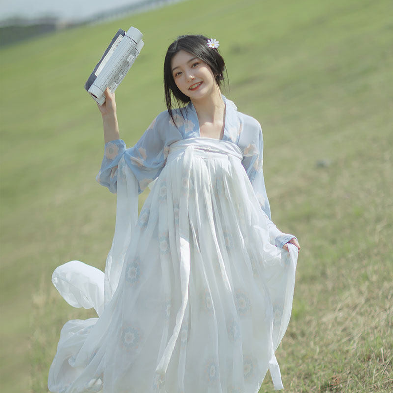 呦呦呦呦鹿鸣原创印花唐风汉服女日常cp清新闺蜜汉服