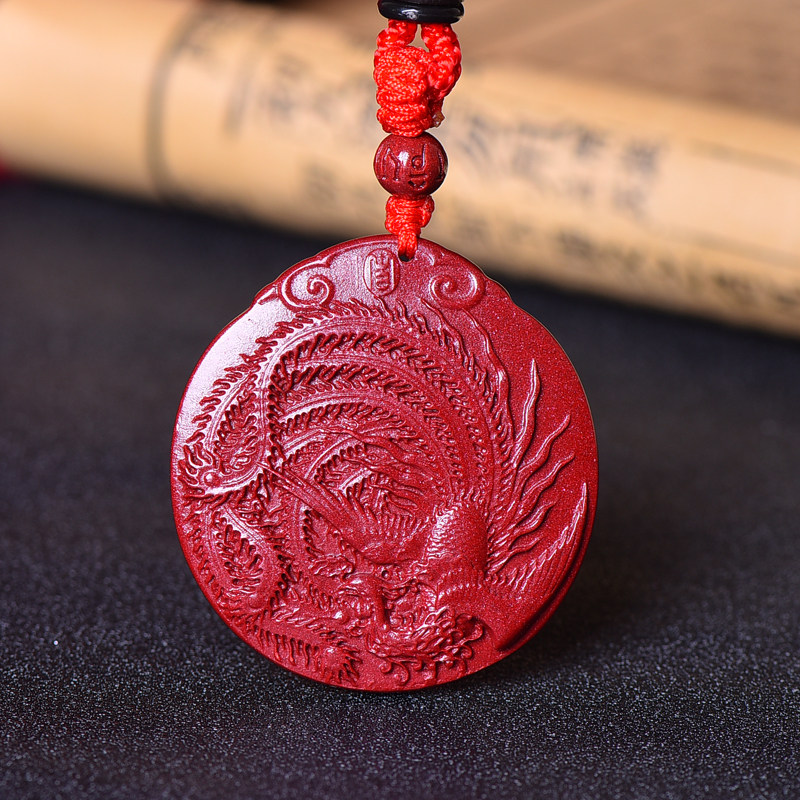 原矿保真紫金砂高含量朱砂凤凰凤牌吊坠项坠项坠