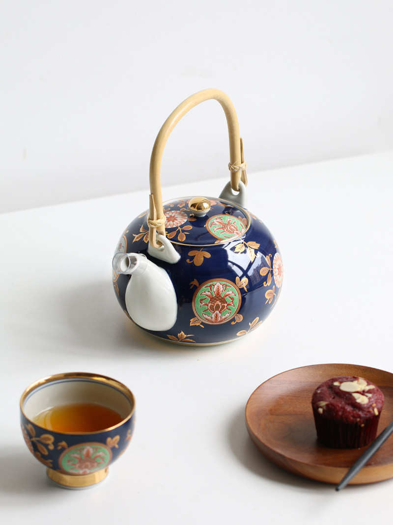 my日本波佐见烧古伊万里金彩茶壶日式盖碗茶杯茶壶