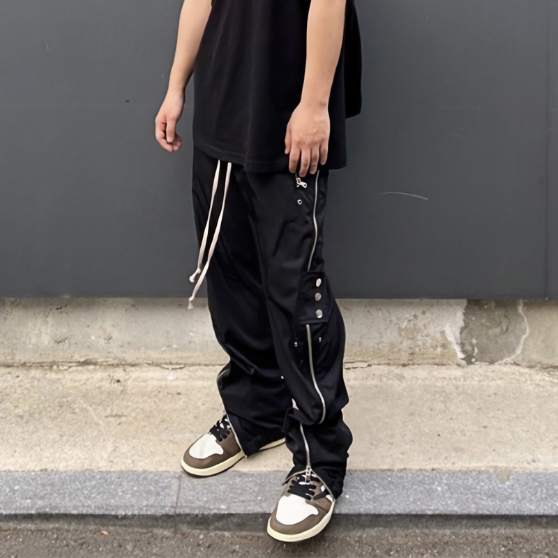 COLDSTONE 高街侧边全拉链裤排扣垂感宽松男女机能休闲裤纵横单品