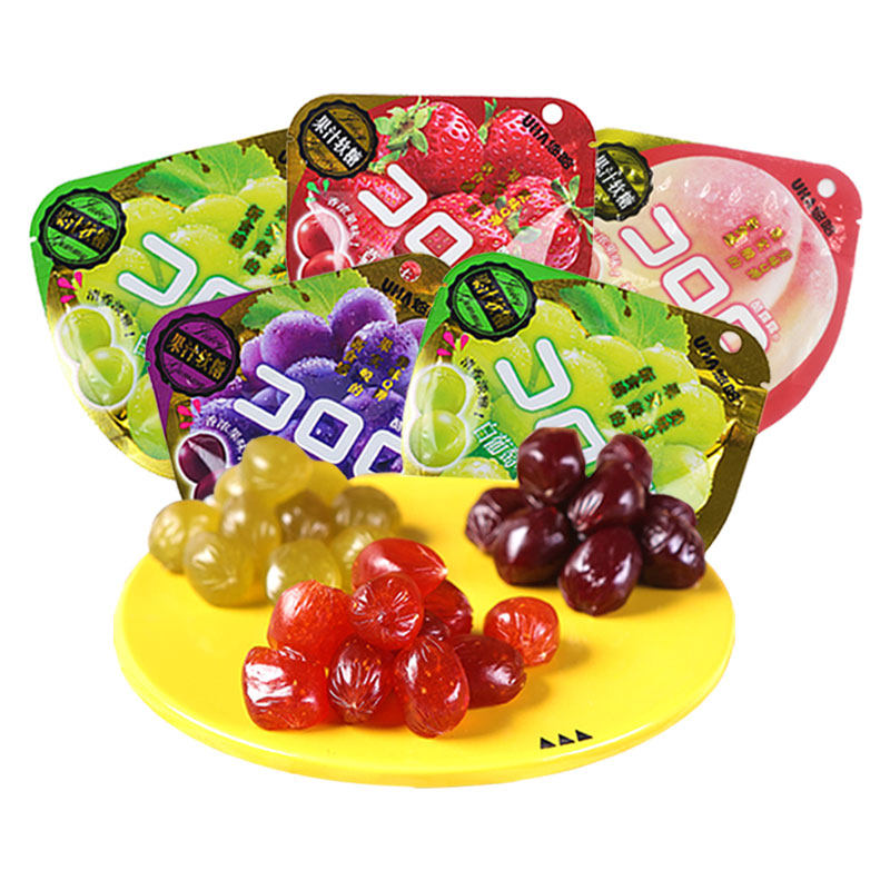 uha悠哈果汁软糖味觉糖酷露露橡皮糖水果零食爆浆糖果52g5袋网红