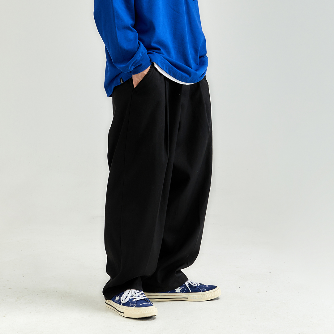 DRINK LIFE春季日系垂坠感西装裤子宽松直筒阔腿休闲西裤加厚长裤