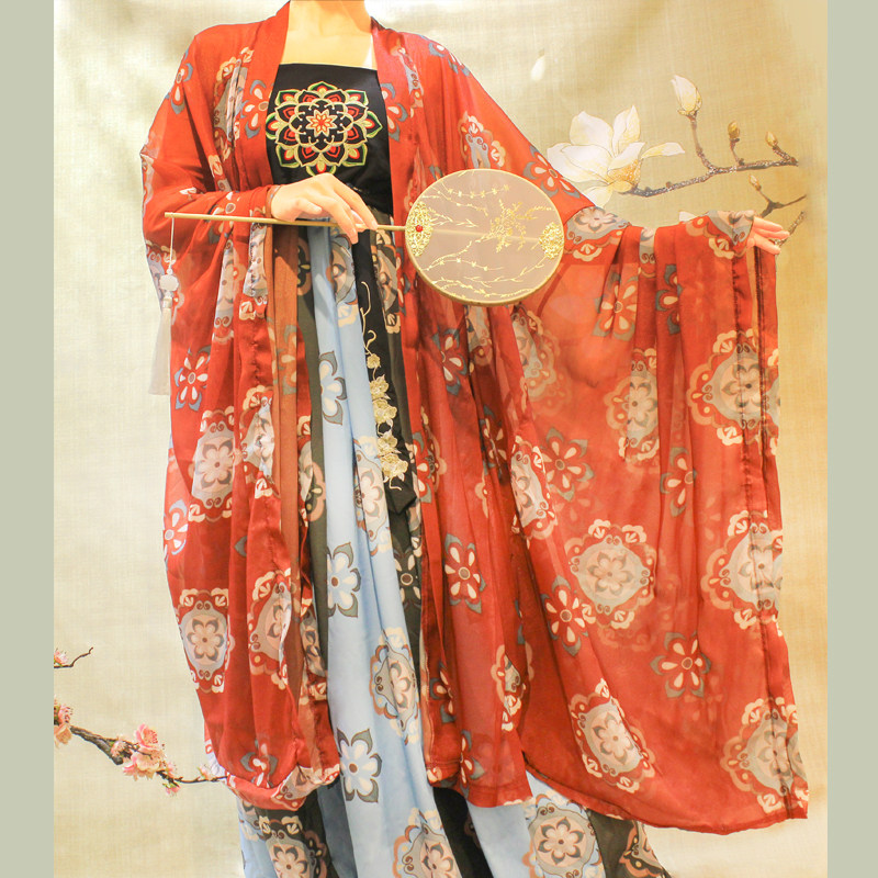 清平平调唐制风复原原创图款仕女绣花诃子裙大汉服