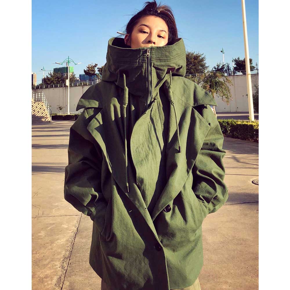 罗计新款readymade二战军绿复古帆布双层立领夹克冲锋衣外套男女