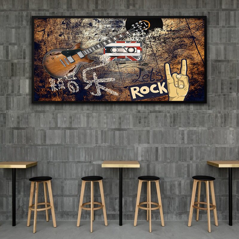 复古工业摇滚音乐酒吧ktv装饰画挂画壁画乐器吉他海报现代装饰画