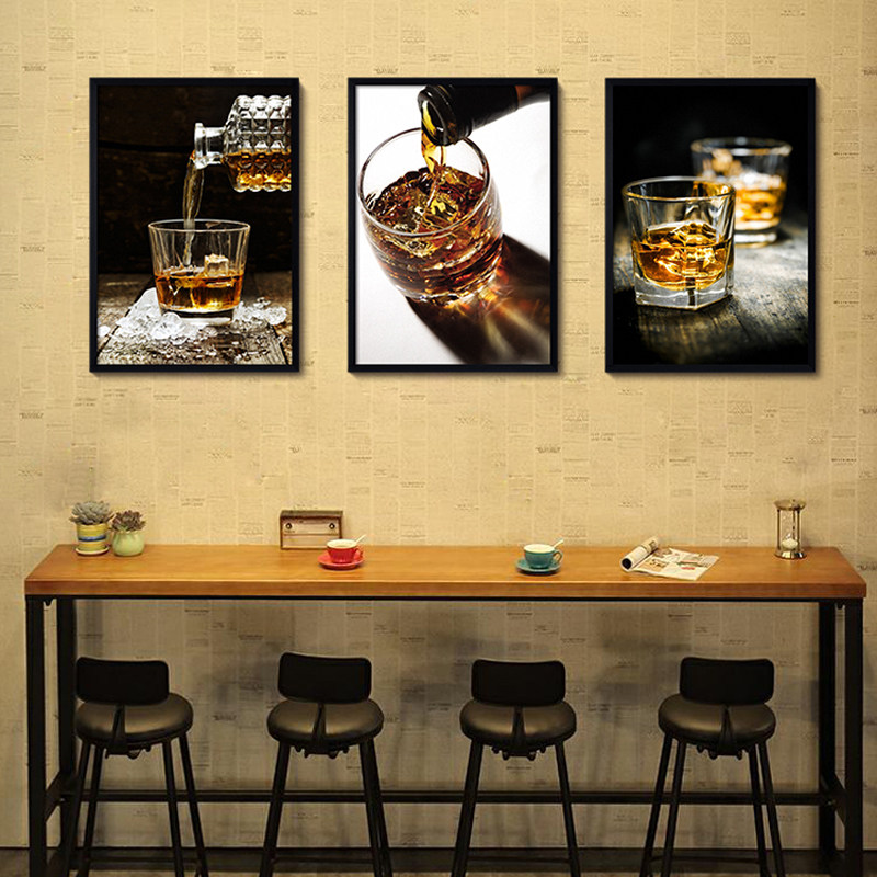 复古怀旧装饰画威士忌雪茄ktv酒吧台挂画酒杯海报墙画壁画烟酒画
