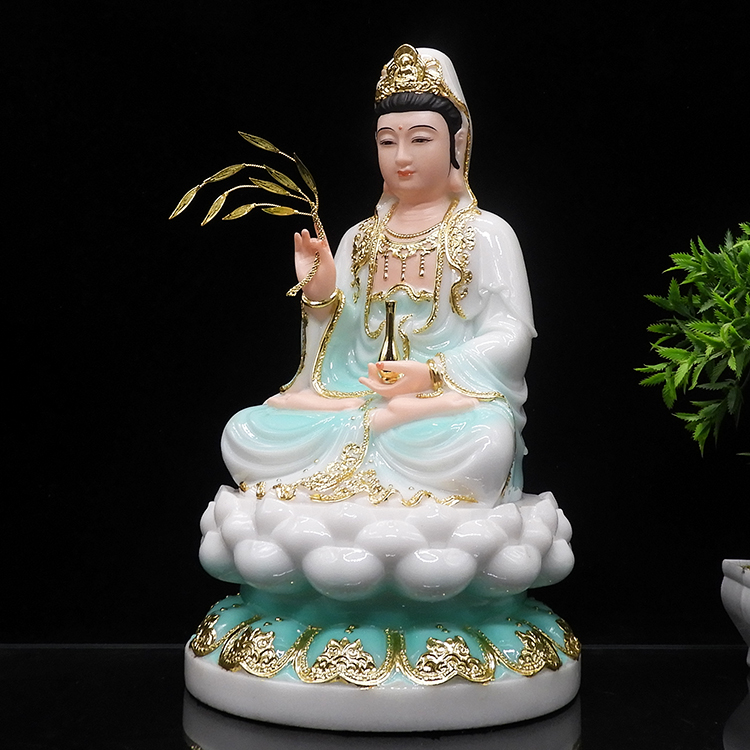 玉观音佛像白玉汉白玉菩萨居家供奉摆件