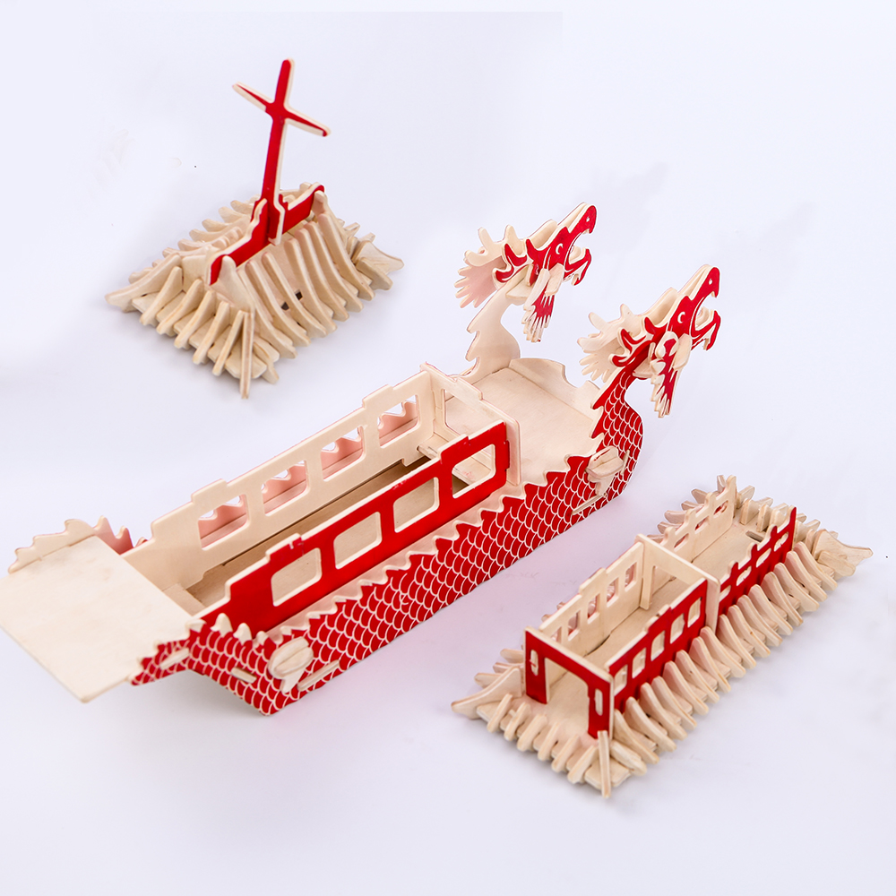 龙舟传统端午节模型拼装龙船3d立体木质拼图拼图
