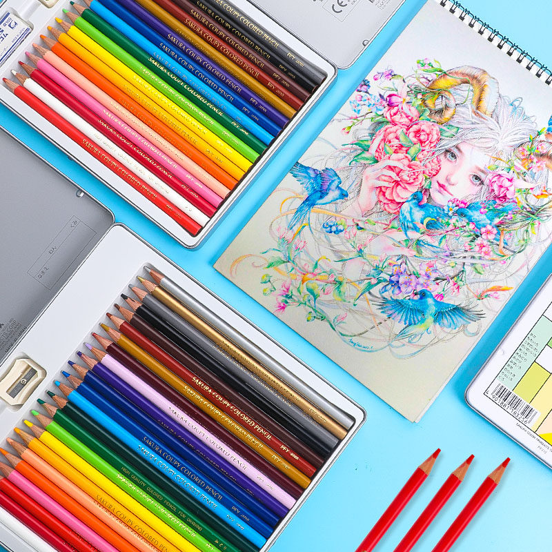 美术日本樱花初学者专业画具画材专用填色彩绘学生彩铅