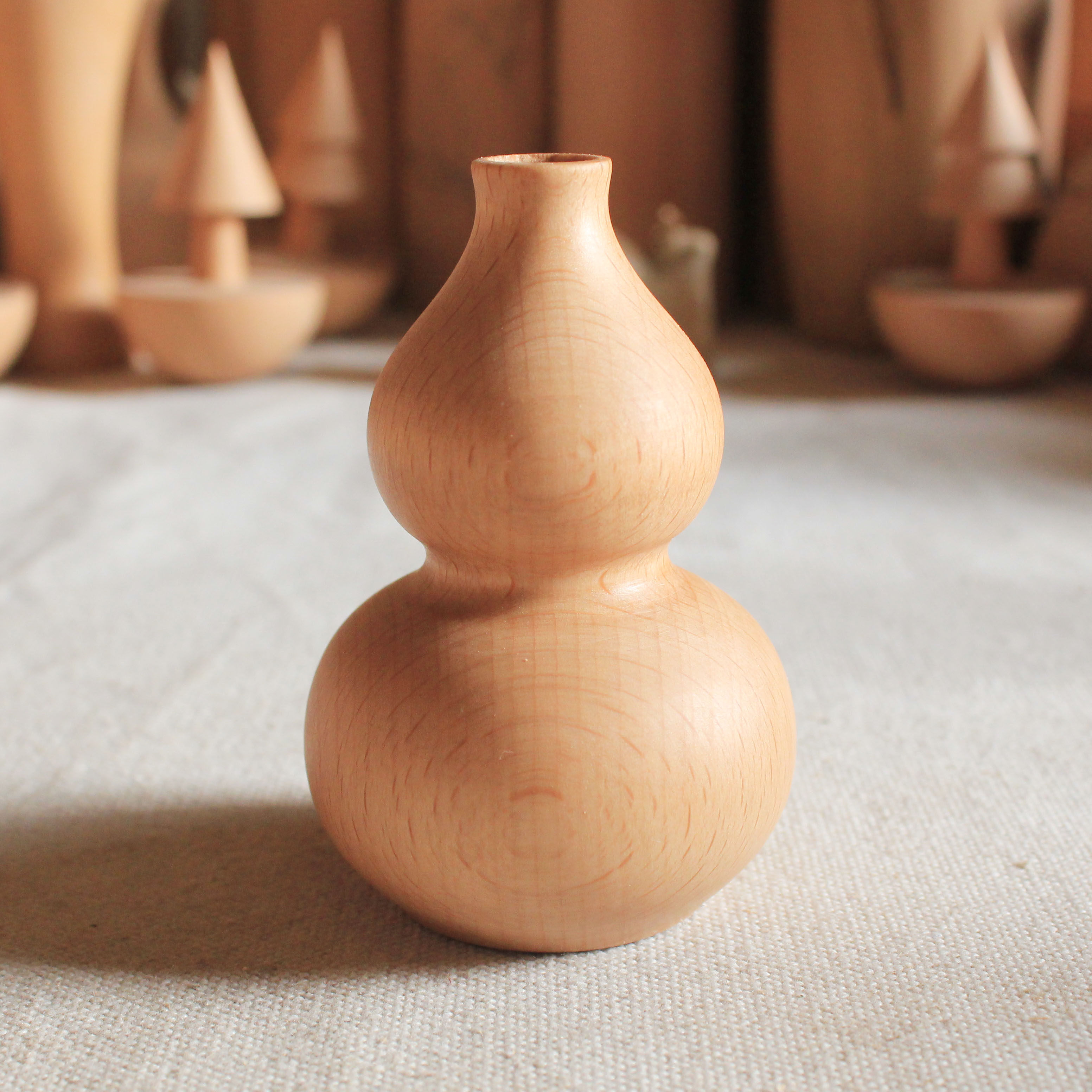 如一木质干花花瓶榉木桌面复古仿瓷小花餐桌花瓶