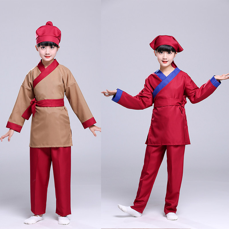 古代酒保平民百姓下人杂役女童店小二表演衣服童男儿童演出服