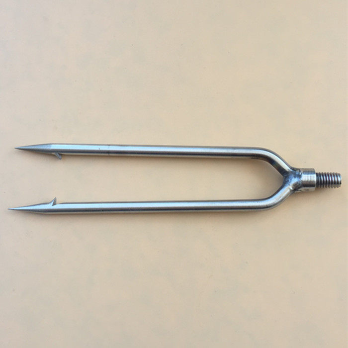 齿排叉圆鱼叉双齿扁平小鱼叉不锈钢伸缩抄网倒刺抄网杆