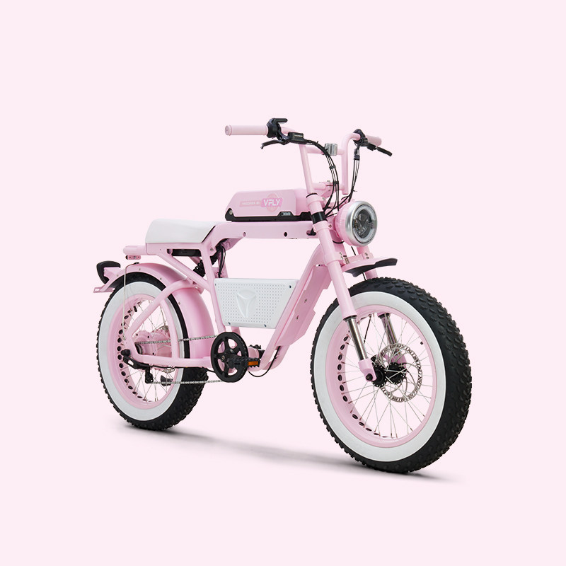 雅迪骑兵电动自行车新国标智能助力通勤电瓶车复古越野跨骑车粉色