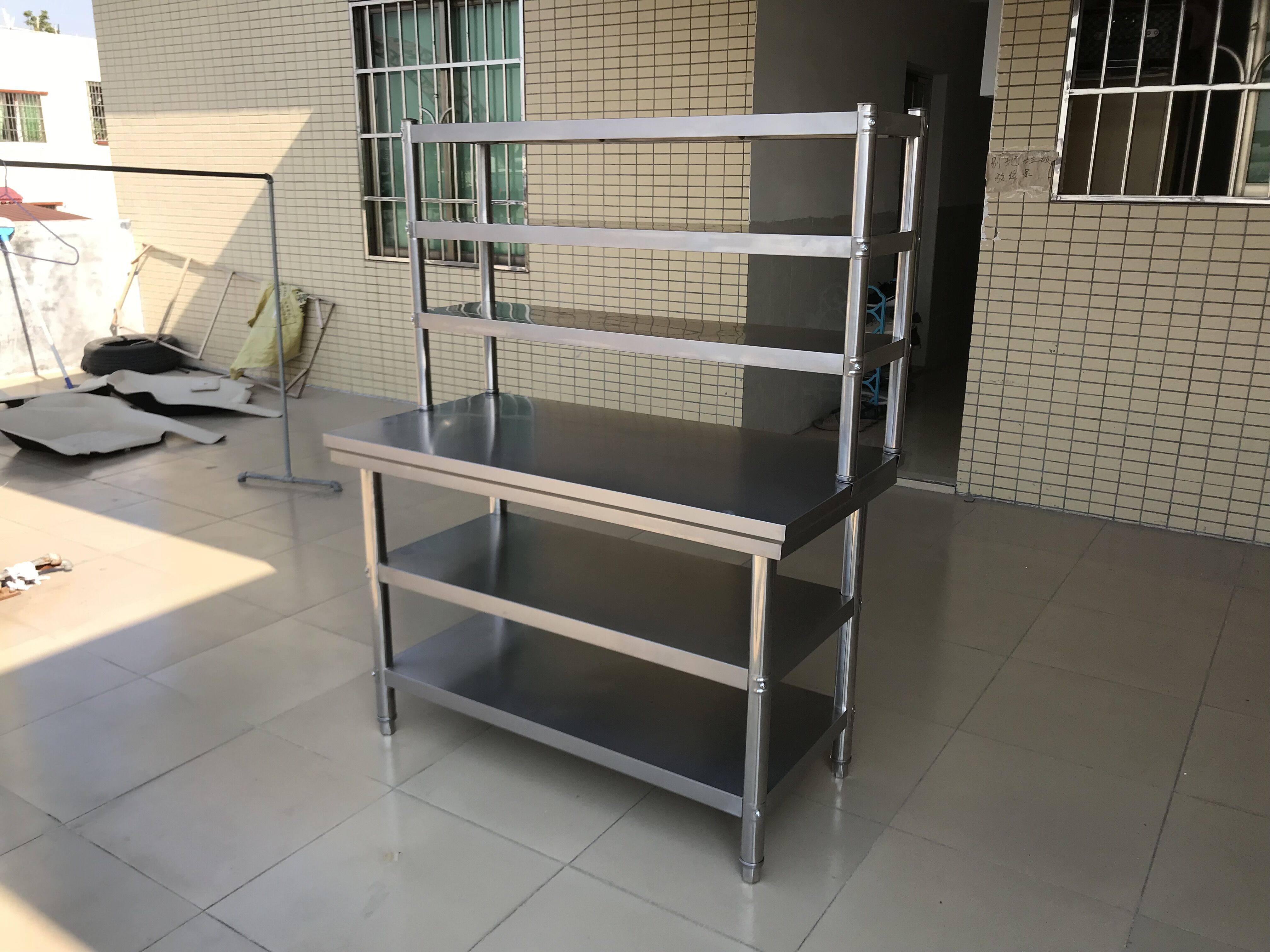 不锈钢三层工作台台面上架立架厨房操作台调料料架工作台