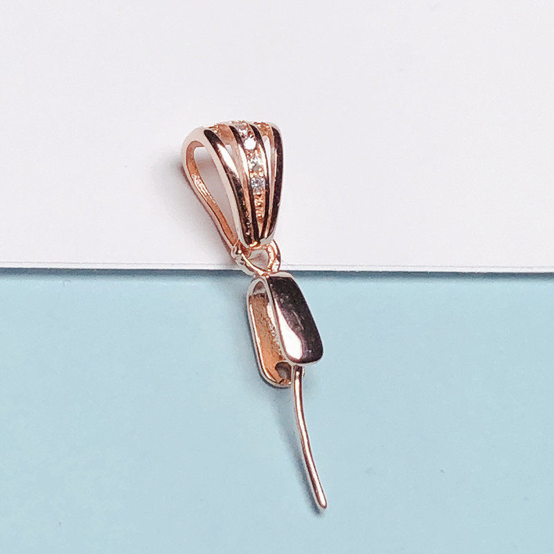 包邮蜜蜡针扣水晶玉器翡翠配件坠针扣头s925扣