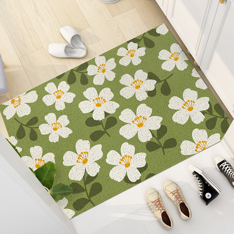 北欧花朵地垫入户门可裁剪脚垫门口玄关丝圈家用脚垫