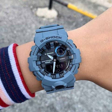casio卡西欧男表g-shock 雾霾蓝可连接手机蓝牙计步