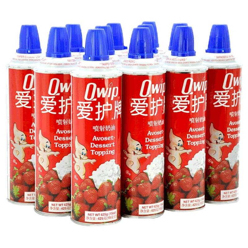 美国进口爱护牌喷射稀奶油即食蛋糕鲜奶油烘焙原料425g12瓶整箱