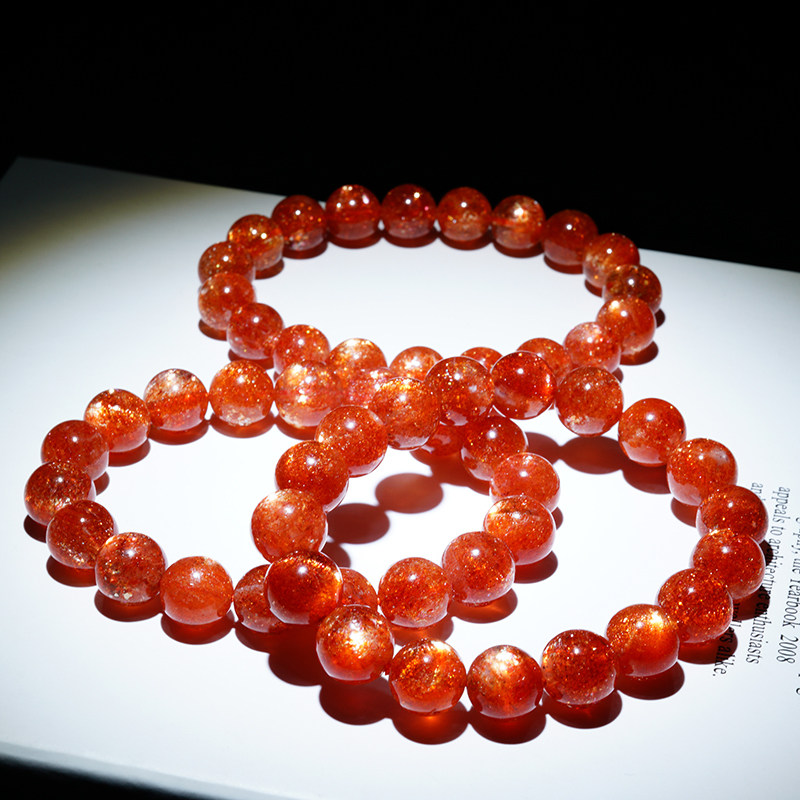 收藏天然阿鲁沙手串彩色金太阳金沙太阳石金草莓草莓手链