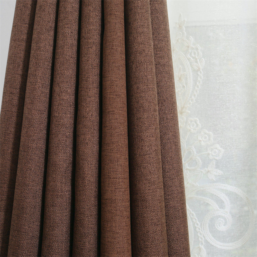 定制现代棉麻遮光加厚咖啡色窗帘成品卧室客厅定制窗帘