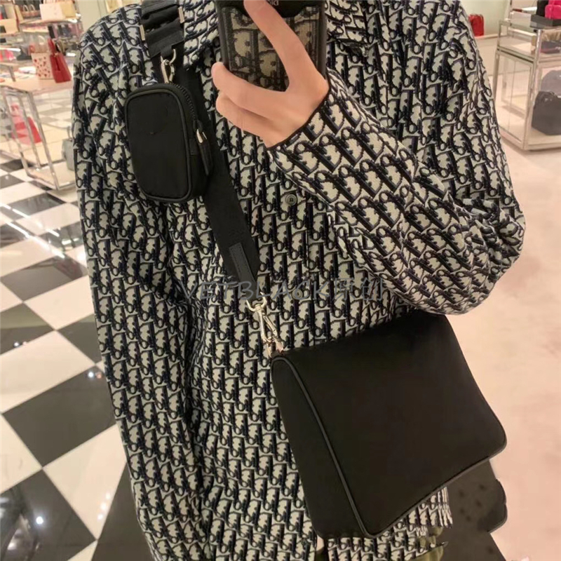 新款秋冬弹幕字母针织提花logo男女百搭老花毛衣休闲长袖衬衫外套