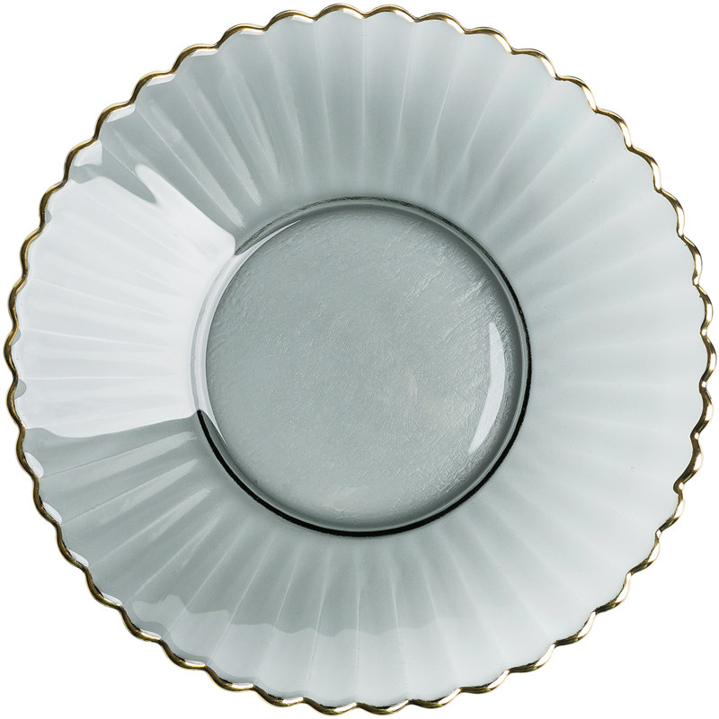 本家金边玻璃盘子创意花边透明明水果盘碟子盘