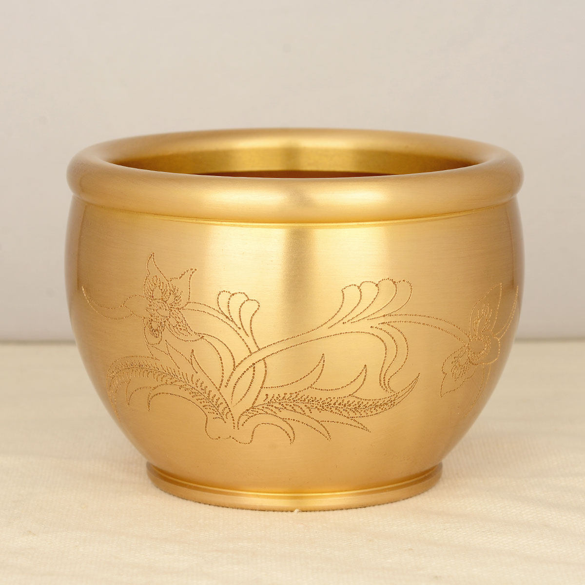 五谷丰登杂粮摆件聚宝盆铜缸烟灰缸书房办公室家居黄铜摆件