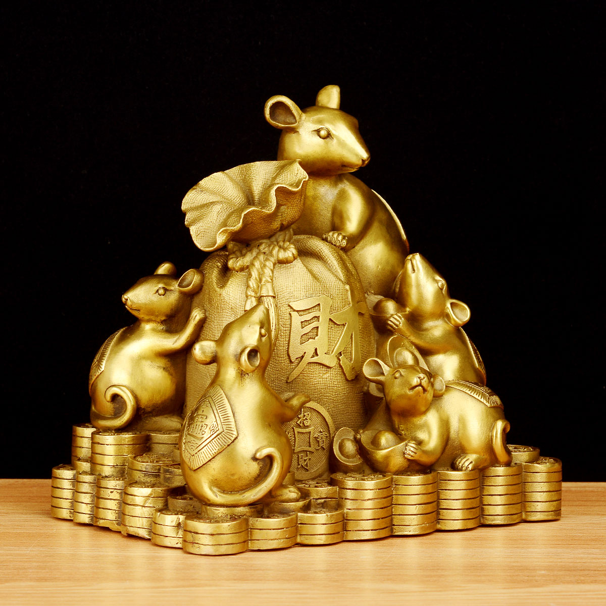 摆件风水阁老鼠五鼠运财黄金玉米工艺品十二生肖吉祥物摆件