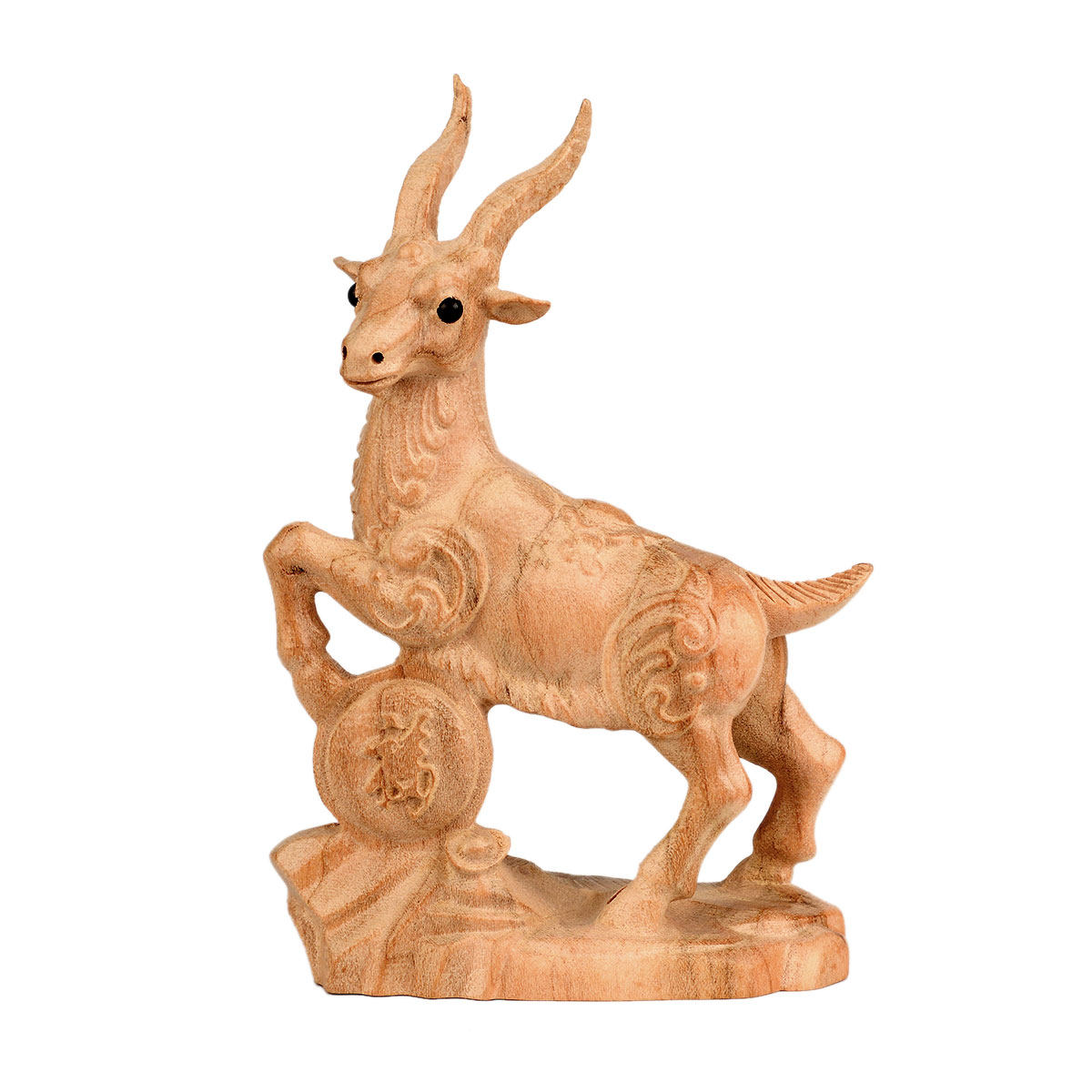 风水阁桃木木羊摆件木雕生肖羊拼接福羊家居玄关木雕