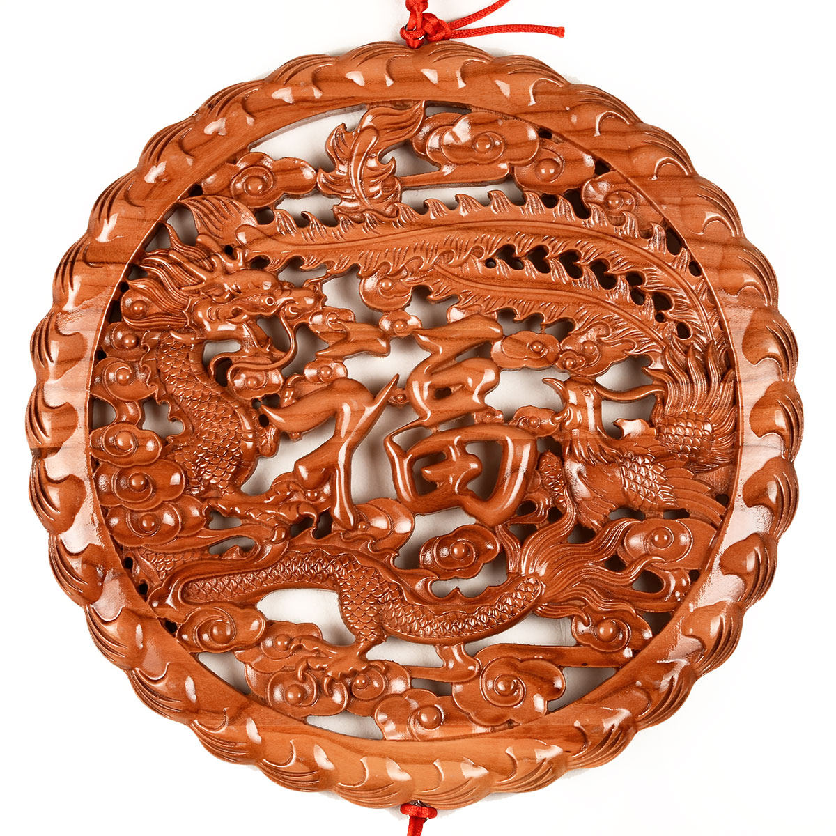 挂件风水阁肥城桃木龙凤福字摆件龙凤呈祥木雕木雕