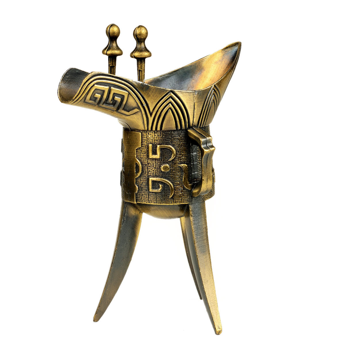 风水阁 仿古合金爵杯三角杯酒具乾隆杯 父辛爵家居装饰品酒樽道具