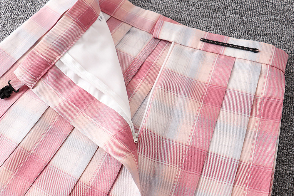 48cmjk制服领结领带学生高腰格日百褶百折小椿格半身裙