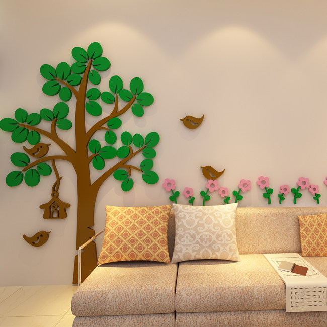 卡通大树3d立体墙贴儿童房间贴画幼儿园背景墙贴