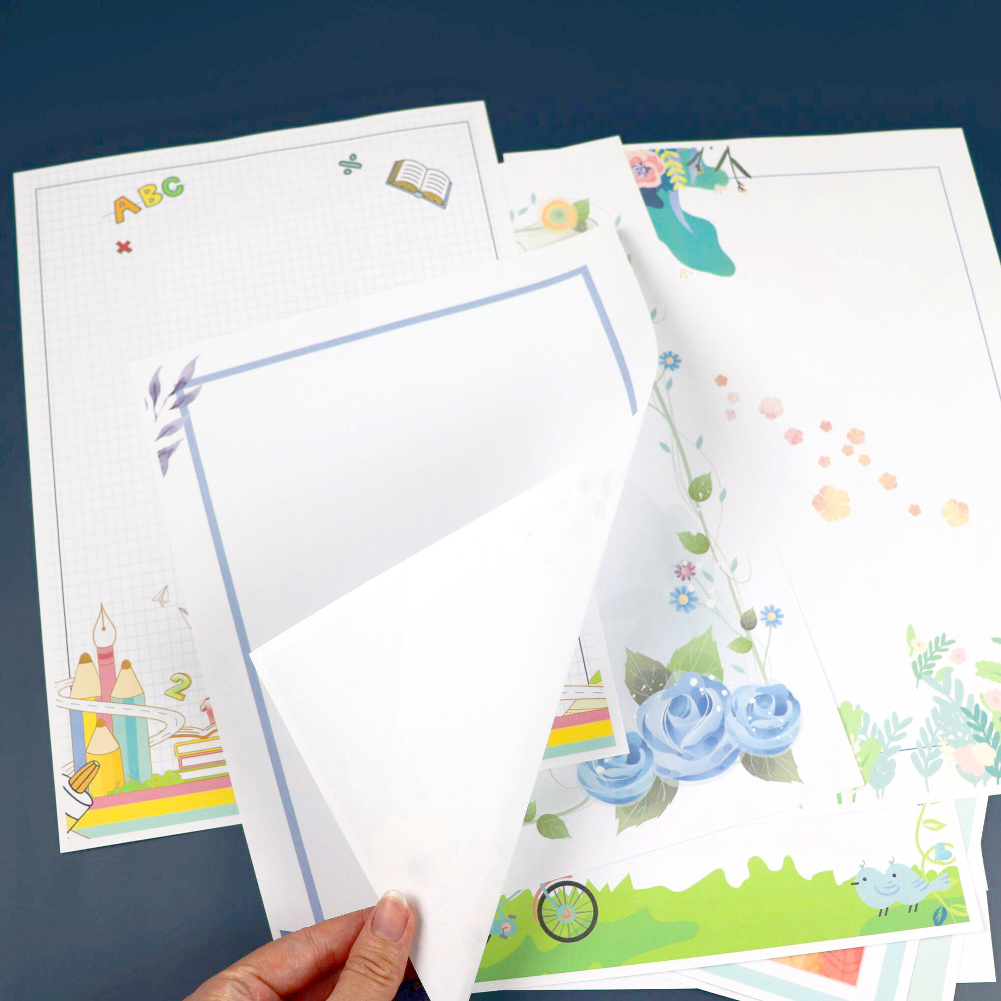 a4可爱儿童水彩画卡通信纸打印校庆活动稿纸信纸